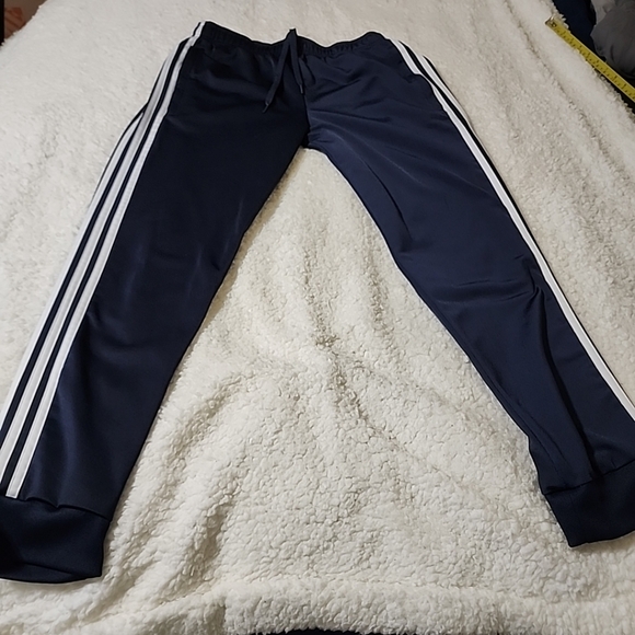 Adidas Soccer Pants Running Pants Navy Blue White Zip Bottom Legs Men's Medium - Picture 11 of 11